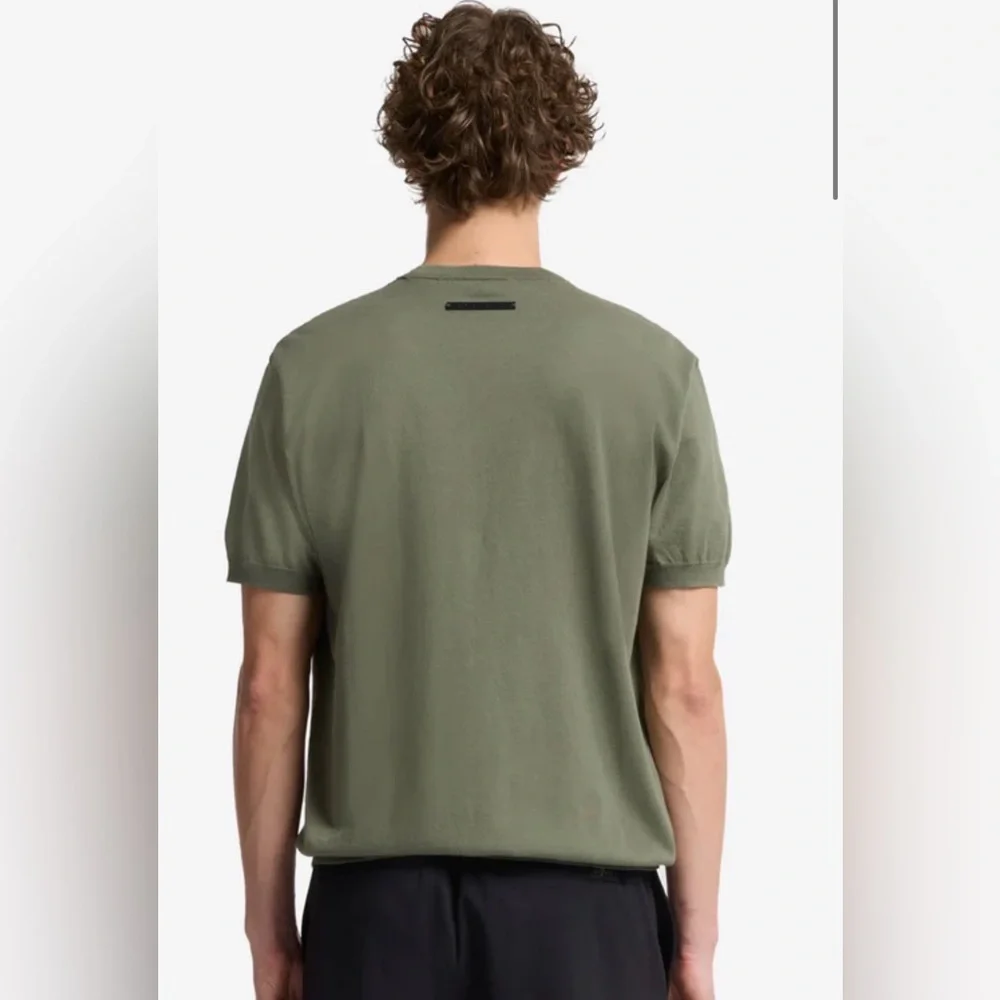 7 For All Mankind CLASSIC COTTON SHORT SLEEVE SWEATER Army Green Men’s Medium